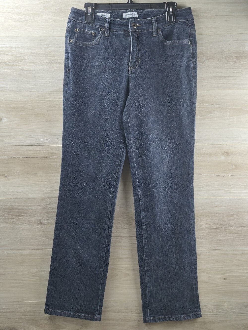 ​St. John's Bay Straight Leg Jeans Dark Wash Blue Comfort Stretch Size 8
